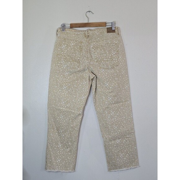 American Eagle AE Jeans 90s Straight  Womens Size 8 Yellow Floral Raw Hem Ankle - Picture 6 of 11